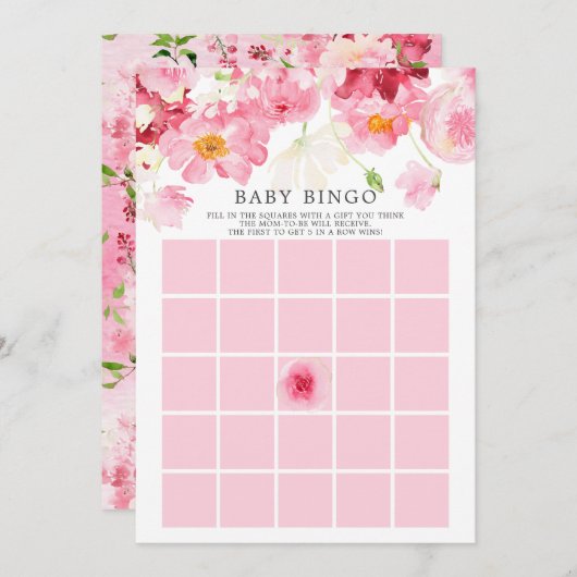 Spring Blossom BINGO Baby shower Game Kaart (Voorkant / Achterkant)
