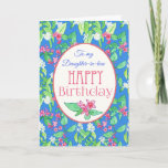 Spring Blossom Birthday Card for Daughter-in-law Kaart<br><div class="desc">Een  bloemetjesdagkaart voor een schoondochter,  met een patroon van Mock Oranje en Weigela op een heldere blauwe achtergrond. Het ontwerp is van een met de hand geschilderde waterverf en de letters zijn diep roze en u kunt het binnenbericht aanpassen.</div>