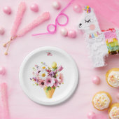 Spring Blossom Bouquet with Butterfly Papieren Bordje (Feest)