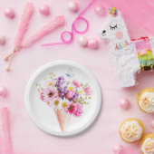 Spring Blossom Bouquet with Butterfly Papieren Bordje (Feest)