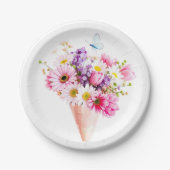 Spring Blossom Bouquet with Butterfly Papieren Bordje (Voorkant)