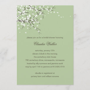 Spring Blossom Bridal Shower Invitation (Sage) Kaart