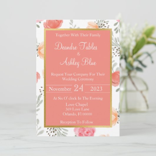 Spring Blossom Bruiloft Uitnodiging (Staand voorkant)