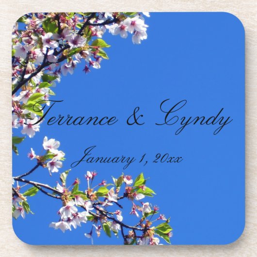 Spring Blossom en Sky Personal Wedding Drankjes Onderzetter (Voorkant)