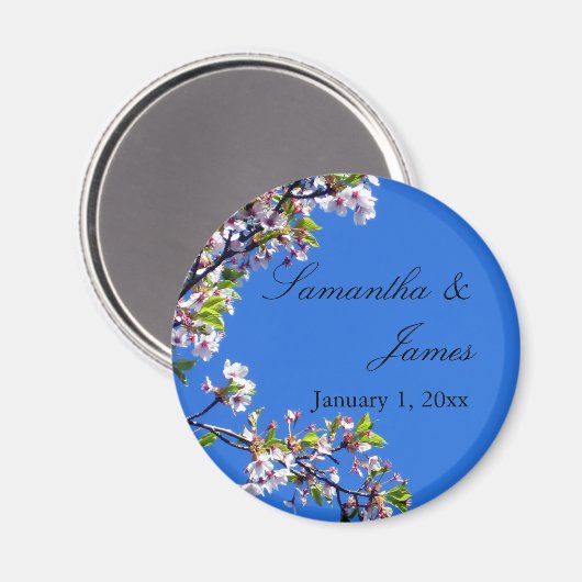 Spring Blossom en Sky Personal Wedding Magneet (Voorkant / Achterkant)