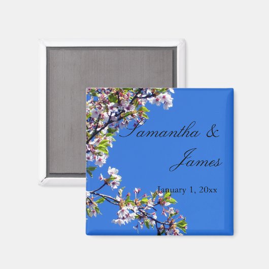 Spring Blossom en Sky Personal Wedding Magneet (Voorkant / Achterkant)