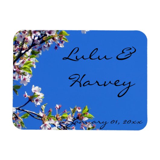 Spring Blossom en Sky Personal Wedding Magneet (Horizontaal)