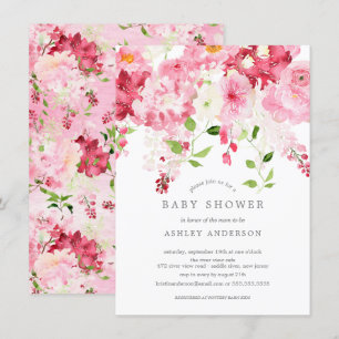Spring Blossom Floral Baby shower Invitation Kaart