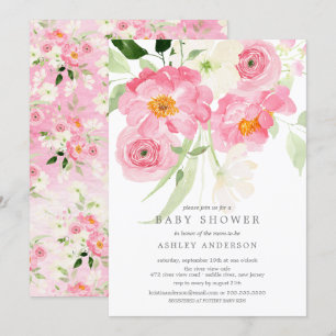 Spring Blossom Floral Baby shower Invitation Kaart