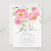 Spring Blossom Floral Baby shower Invitation Kaart (Voorkant)