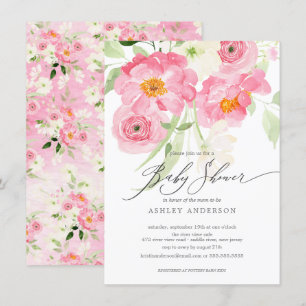 Spring Blossom Floral Baby shower Invitation Kaart