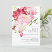 Spring Blossom Floral Baby shower Invitation Kaart (Staand voorkant)