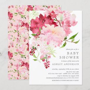 Spring Blossom Floral Baby shower Invitation Kaart
