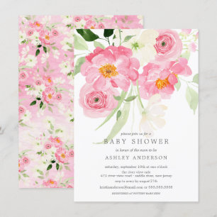 Spring Blossom Floral Baby shower Invitation Kaart