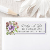 Spring Blossom Floral Paars Peach Violet Address Etiket (Insitu)