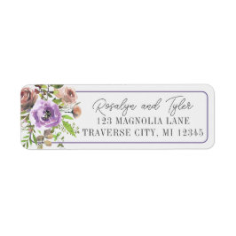 Spring Blossom Floral Paars Peach Violet Address Etiket