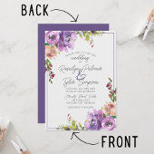 Spring Blossom Floral Paars Peach Violet Weddensch Kaart