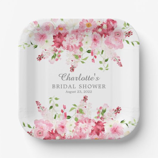 Spring Blossom Floral Vrijgezellenfeest Paper Bord (Voorkant)