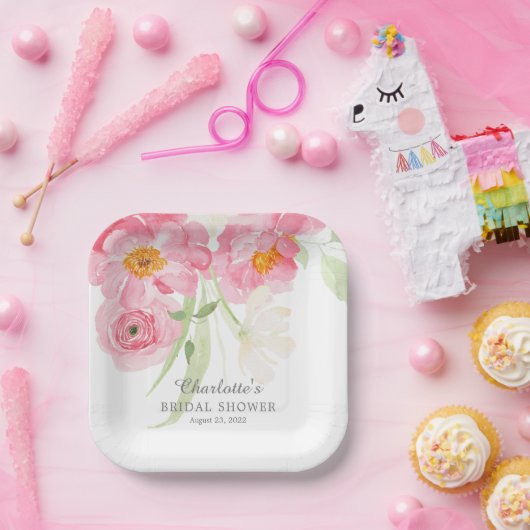 Spring Blossom Floral Vrijgezellenfeest Paper Bord (Feest)