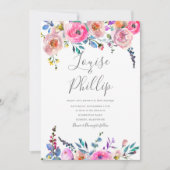 Spring Blossom Floral Wedding Invitation Kaart (Voorkant)