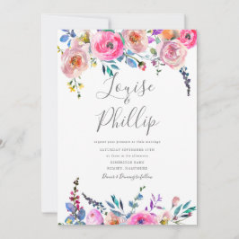Spring Blossom Floral Wedding Invitation Kaart