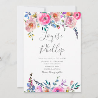 Spring Blossom Floral Wedding Invitation Kaart