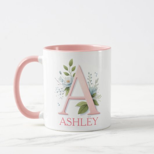 Spring Blossom gepersonaliseerde letter A - Aangep Mok (Links)
