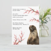 Spring Blossom Groundhog Party Kaart (Staand voorkant)