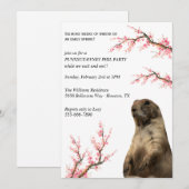 Spring Blossom Groundhog Party Kaart (Voorkant / Achterkant)