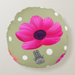 Spring Blossom Harmony: Vibrant Floral Cushion Rond Kussen