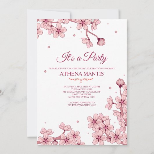 Spring Blossom Invitation Kaart (Voorkant)