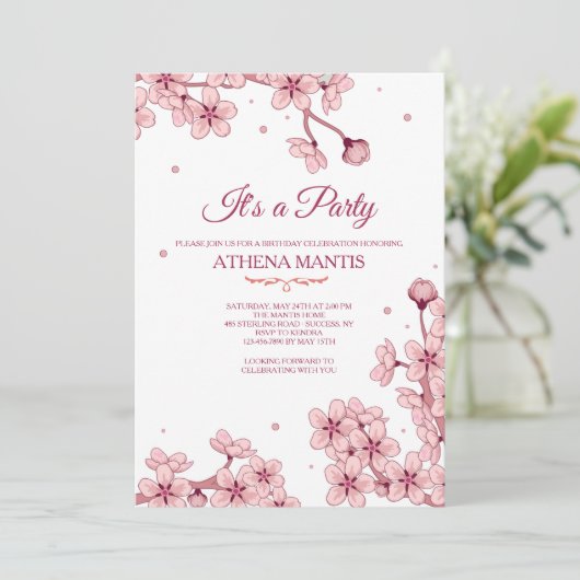 Spring Blossom Invitation Kaart (Staand voorkant)