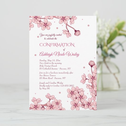 Spring Blossom Invitation Kaart (Staand voorkant)