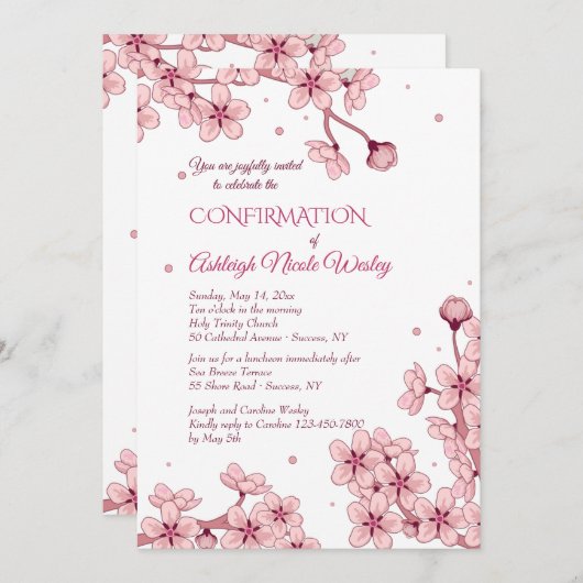 Spring Blossom Invitation Kaart (Voorkant / Achterkant)