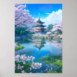 Spring Blossom op de Pagoda Poster