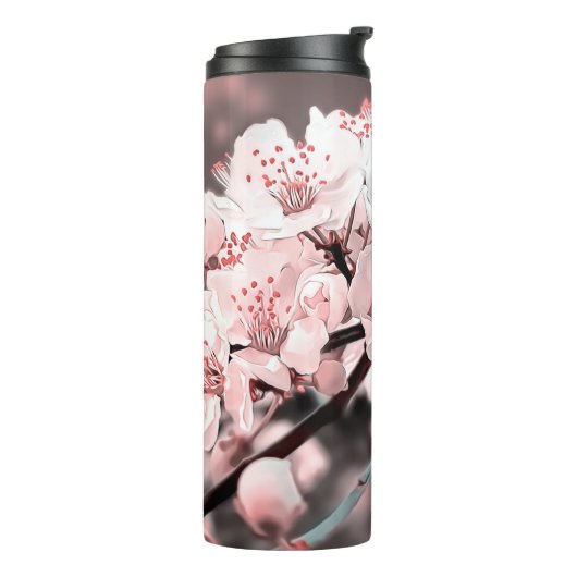 Spring Blossom Ornamental Illustration Pink Thermosbeker (Gedraaid links)