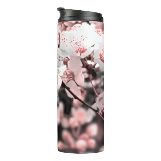 Spring Blossom Ornamental Illustration Pink Thermosbeker (Geroteerd rechts)