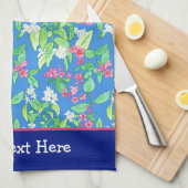 Spring Blossom, Philadelphus en Weigela op Blue Theedoek (Quarter Fold)