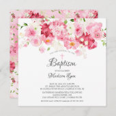 Spring Blossom Pink Floral Baptism Uitnodiging (Voorkant / Achterkant)