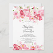 Spring Blossom Pink Floral Baptisme Kaart (Voorkant)
