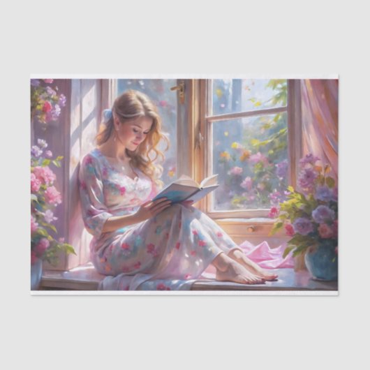 Spring Blossom Reader Romantische Bloemen Decoupag Tissuepapier (Voorkant)