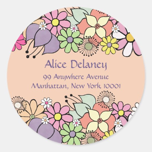 Spring Blossom Return Address Labkers Ronde Sticker (Voorkant)