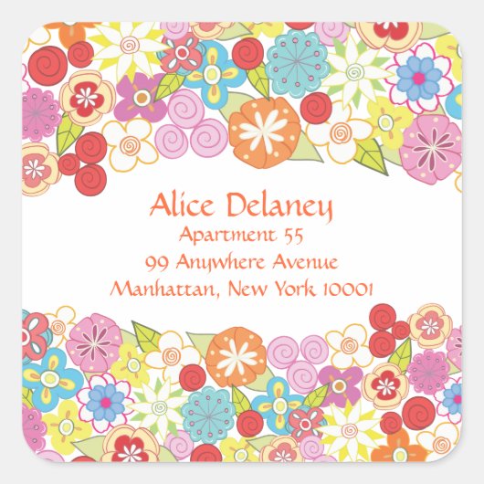 Spring Blossom Return Address Labkers Vierkante Sticker (Voorkant)