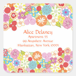 Spring Blossom Return Address Labkers Vierkante Sticker
