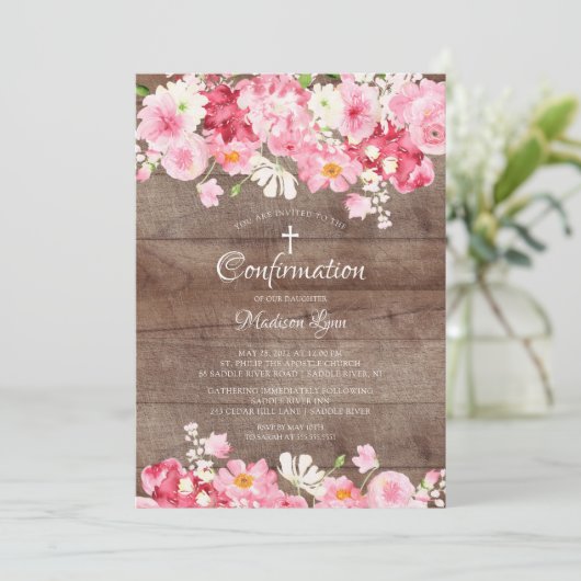 Spring Blossom Rustic Floral Bevestiging Kaart (Staand voorkant)