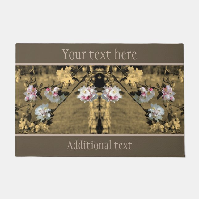 Spring Blossom Sepia Partial Color Personalized Deurmat (Voorkant)