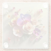 Spring Blossoms 3D Wenskaart - Levendige Rozen Glazen Onderzetter (Achterkant)