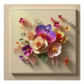 Spring Blossoms 3D Wenskaart - Levendige Rozen Perfect Poster (Voorkant)
