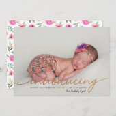 Spring Blossoms Bloemen Volledige Foto Gouden Gebo Aankondiging (Voorkant / Achterkant)