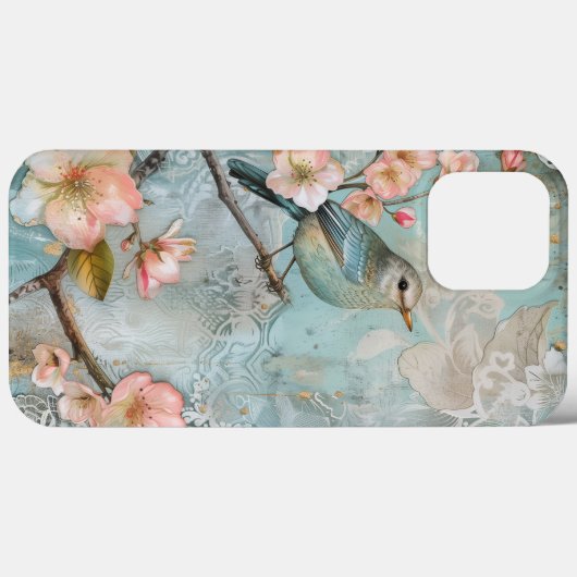 Spring Blossoms Decoupage Shabby Chic Blue Bird Case-Mate iPhone Case (Achterkant (horizontaal))